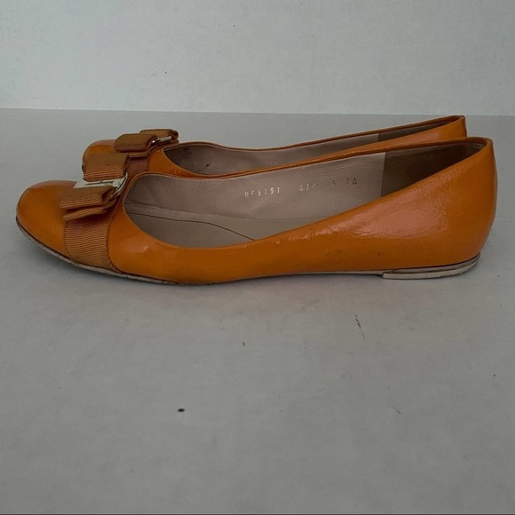 Ferragamo Varina Flat Apricot Patent Leather - Picture 5 of 15